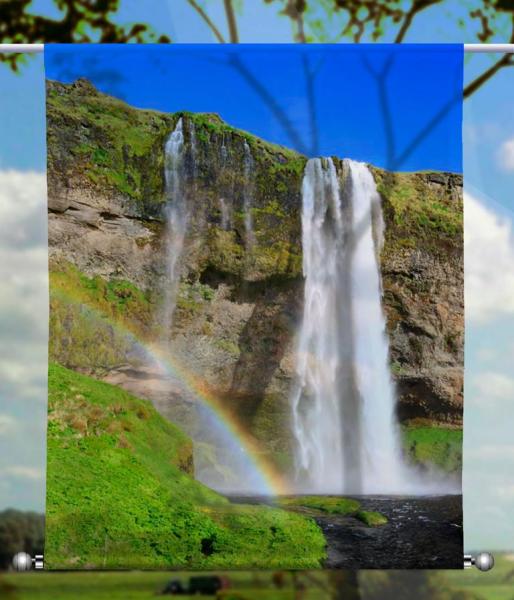 Seljalandsfoss Rainbow, Scheibenhänger eckig transparent